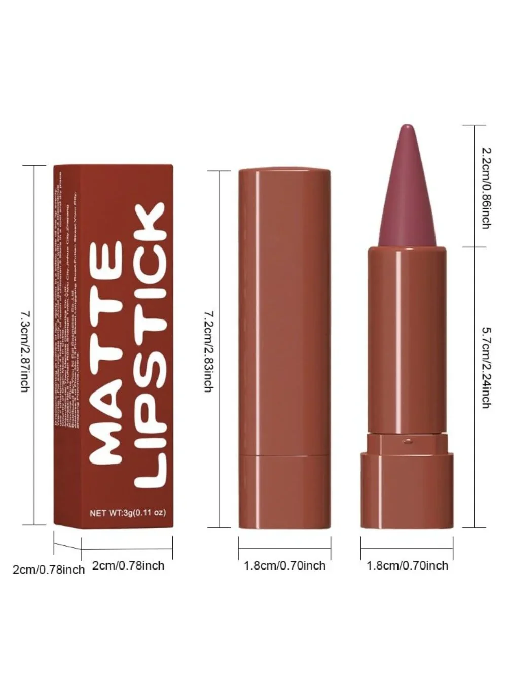 Women 1Pcs-A09# Deep Mauve Shimmery Metallic Cone-Tip Glitter Lipstick Lip Liner